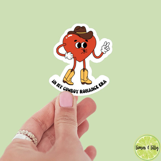 Retro Heart In My Cowboy Era sticker, book stickers, kindle, laptop, spicy romance, bookish sticker, western, decal