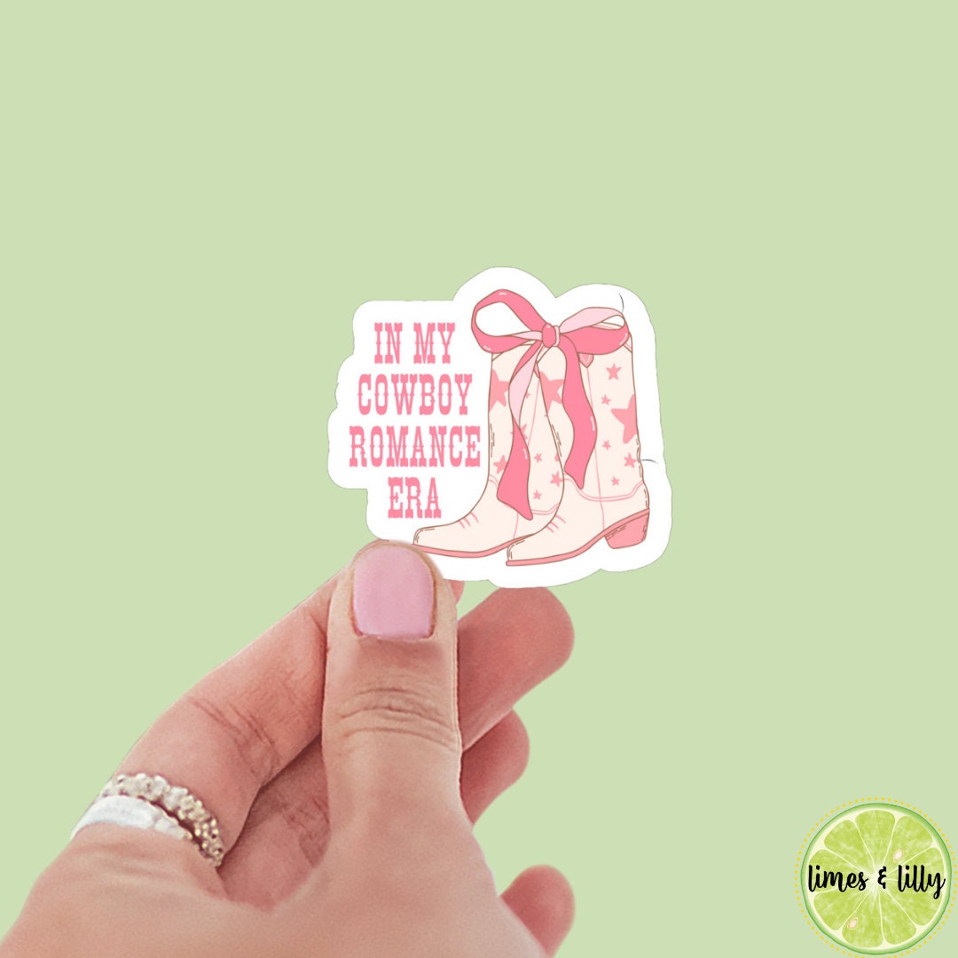 Coquette pink bow In My Cowboy Era sticker, book stickers, kindle, laptop, bookish sticker, western, decal, cowboy boots, decals