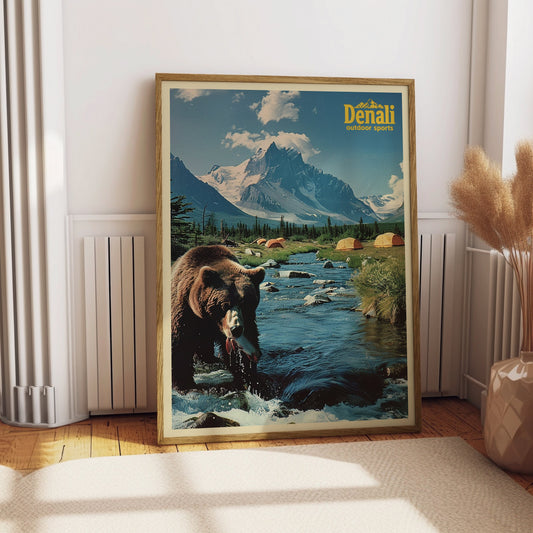 Vintage Backpacking Catalogue Poster, Retro Banff National Park Magazine Cover, Outdoor Camping Poster, Hiking Magazine Art, Grizzly Bear