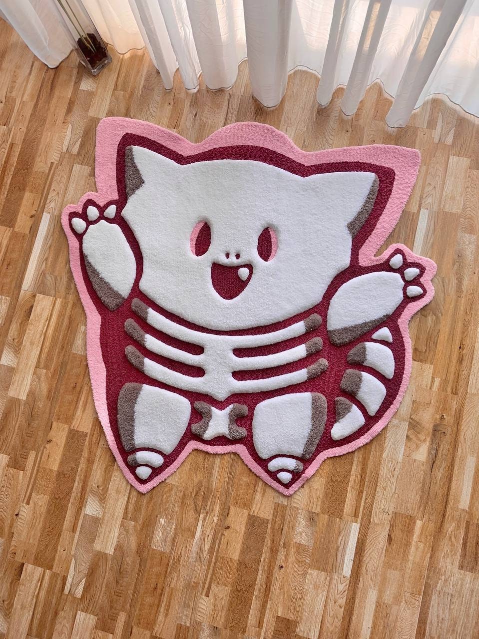 Skeleton tufted rug,3d skull rug, handmade tufted custom rug, living room decor rug, bedroom carpet, area carpet