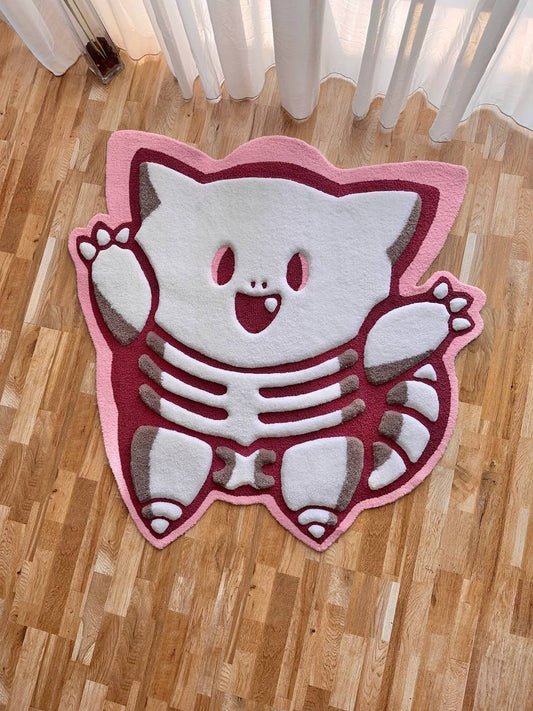 Skeleton tufted rug,3d skull rug, handmade tufted custom rug, living room decor rug, bedroom carpet, area carpet