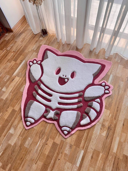 Skeleton tufted rug,3d skull rug, handmade tufted custom rug, living room decor rug, bedroom carpet, area carpet