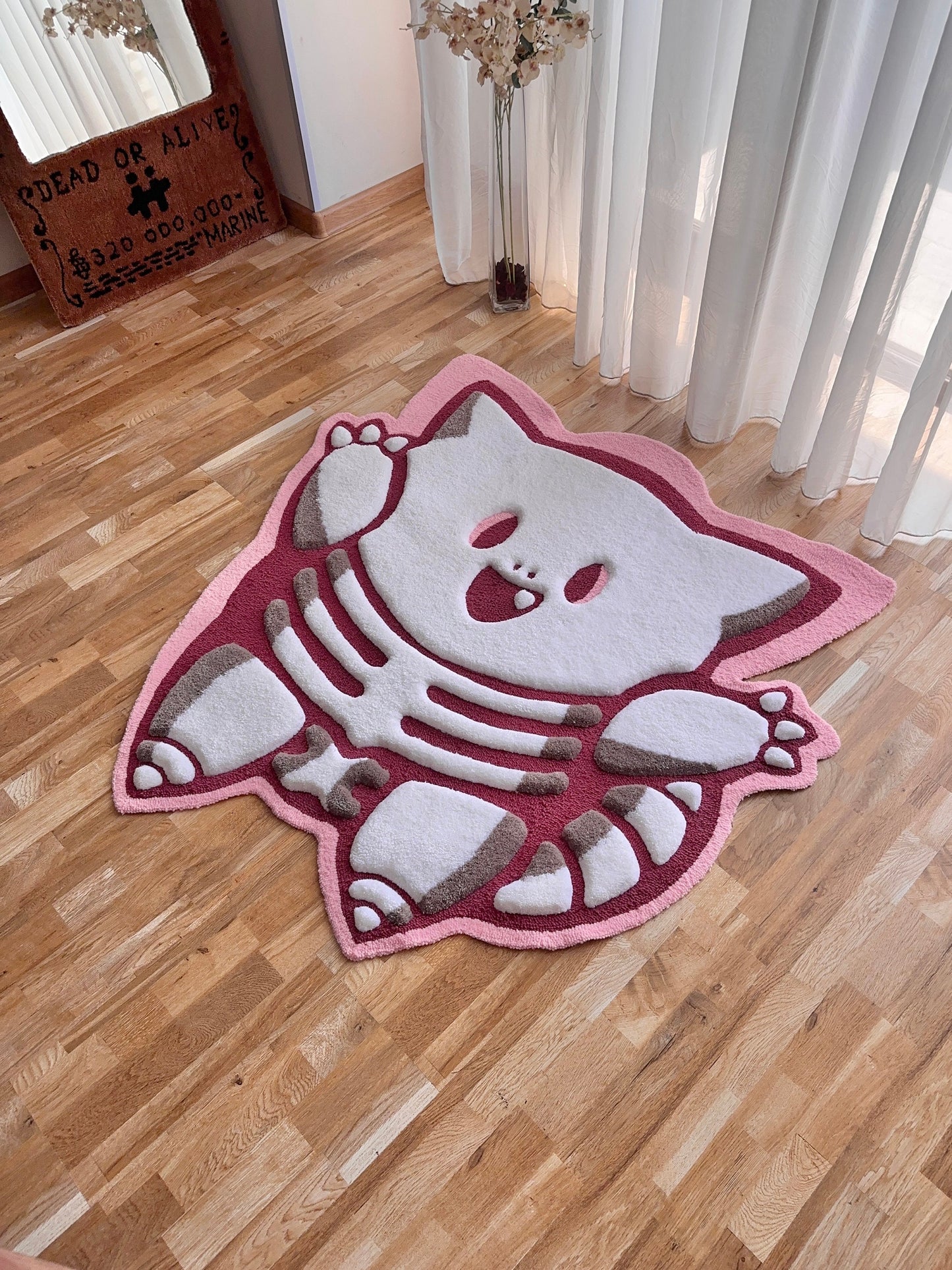 Skeleton tufted rug,3d skull rug, handmade tufted custom rug, living room decor rug, bedroom carpet, area carpet