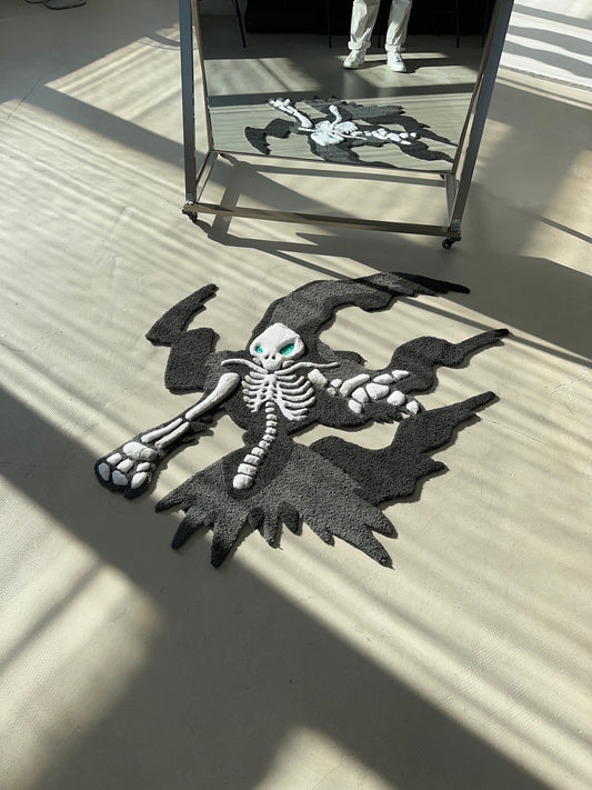 Skeleton tufted rug,3d skull rug, handmade tufted custom rug, living room decor rug, bedroom carpet, area carpet