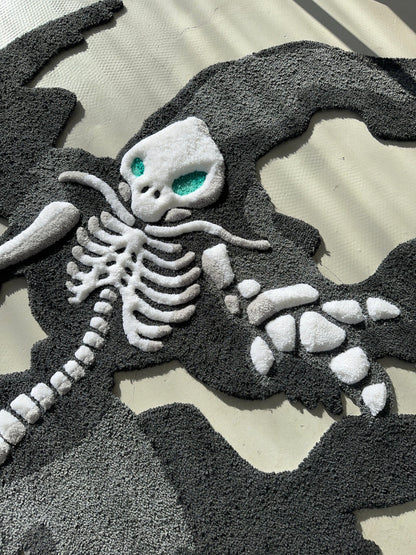 Skeleton tufted rug,3d skull rug, handmade tufted custom rug, living room decor rug, bedroom carpet, area carpet