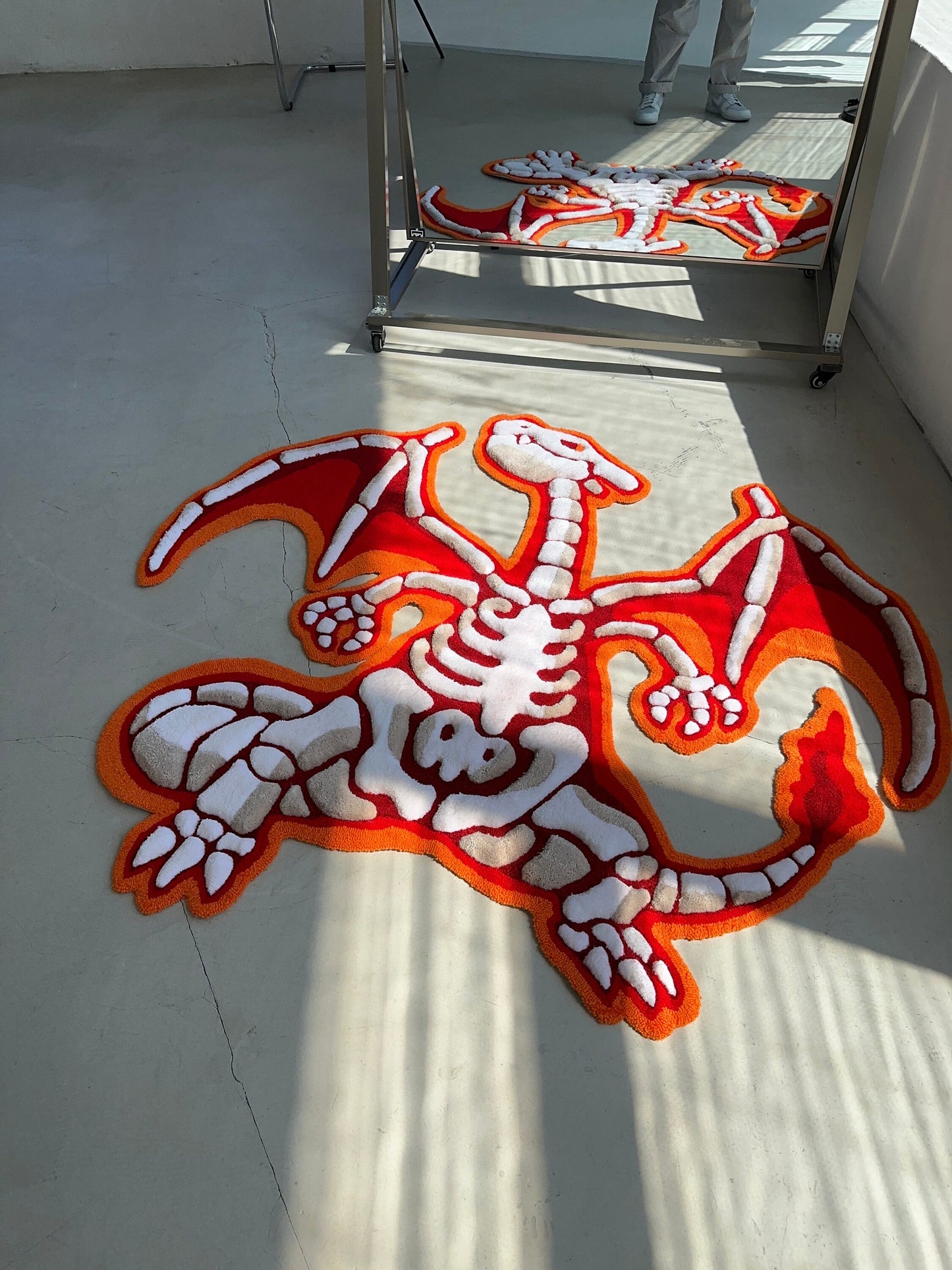 3D Skull Tufted Rug – Handmade Skeleton Rug Inspired by Pop Culture – Unique Home Decor & Gift for Gamers and Anime Fans