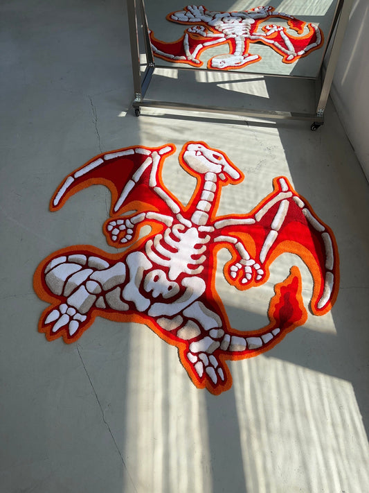 3D Skull Tufted Rug – Handmade Skeleton Rug Inspired by Pop Culture – Unique Home Decor & Gift for Gamers and Anime Fans