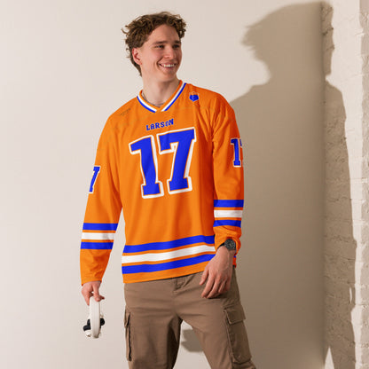 Unisex Oversized Racing Hockey Jersey– Orange & Blue IndyCar-Inspired Jersey with Racing Number 17