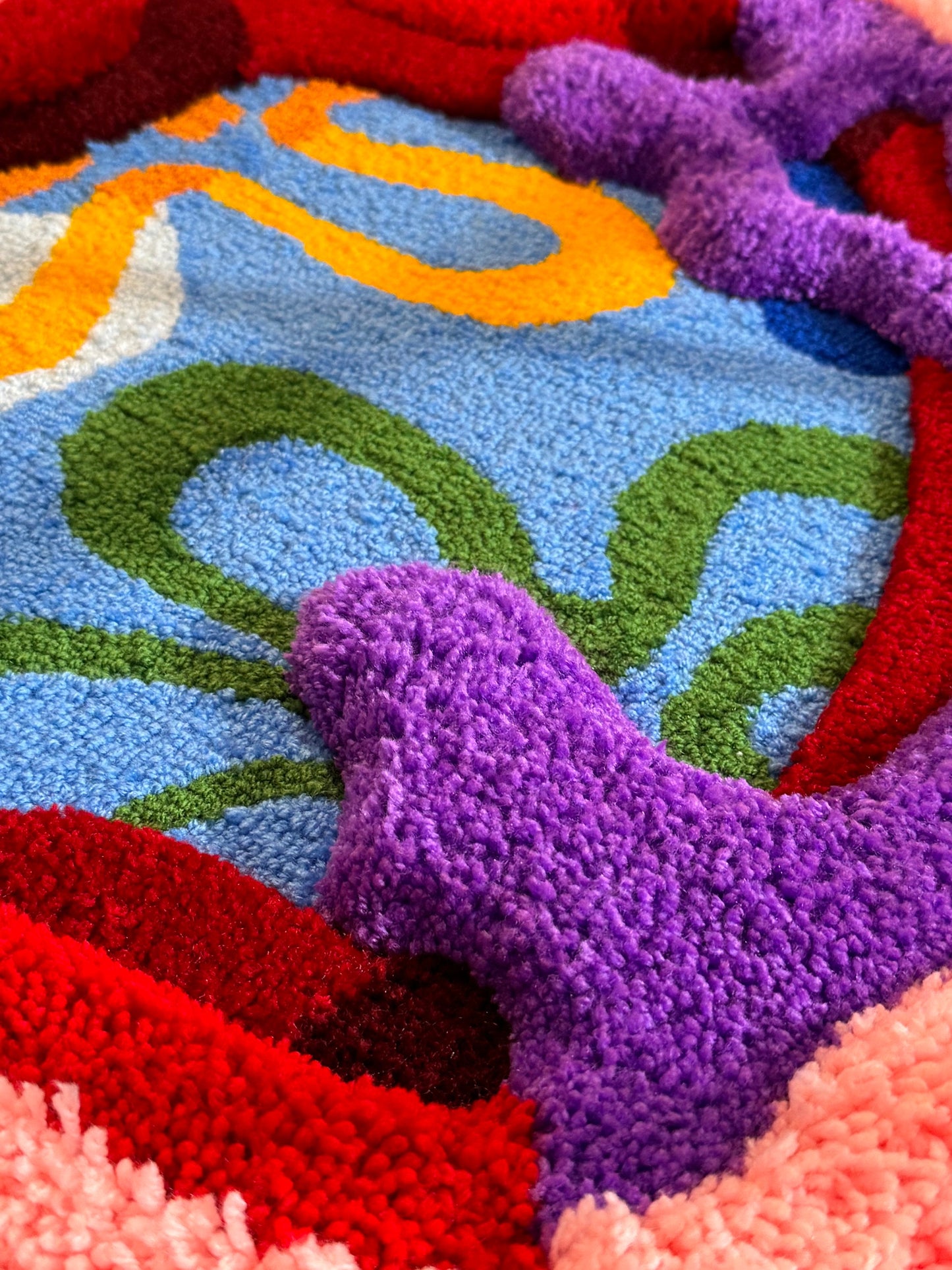 Tufted Starfish Fluffy Rug, Sea Rug, Ocean 3D Rug, Red Pink Starfish