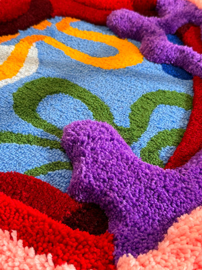 Tufted Starfish Fluffy Rug, Sea Rug, Ocean 3D Rug, Red Pink Starfish