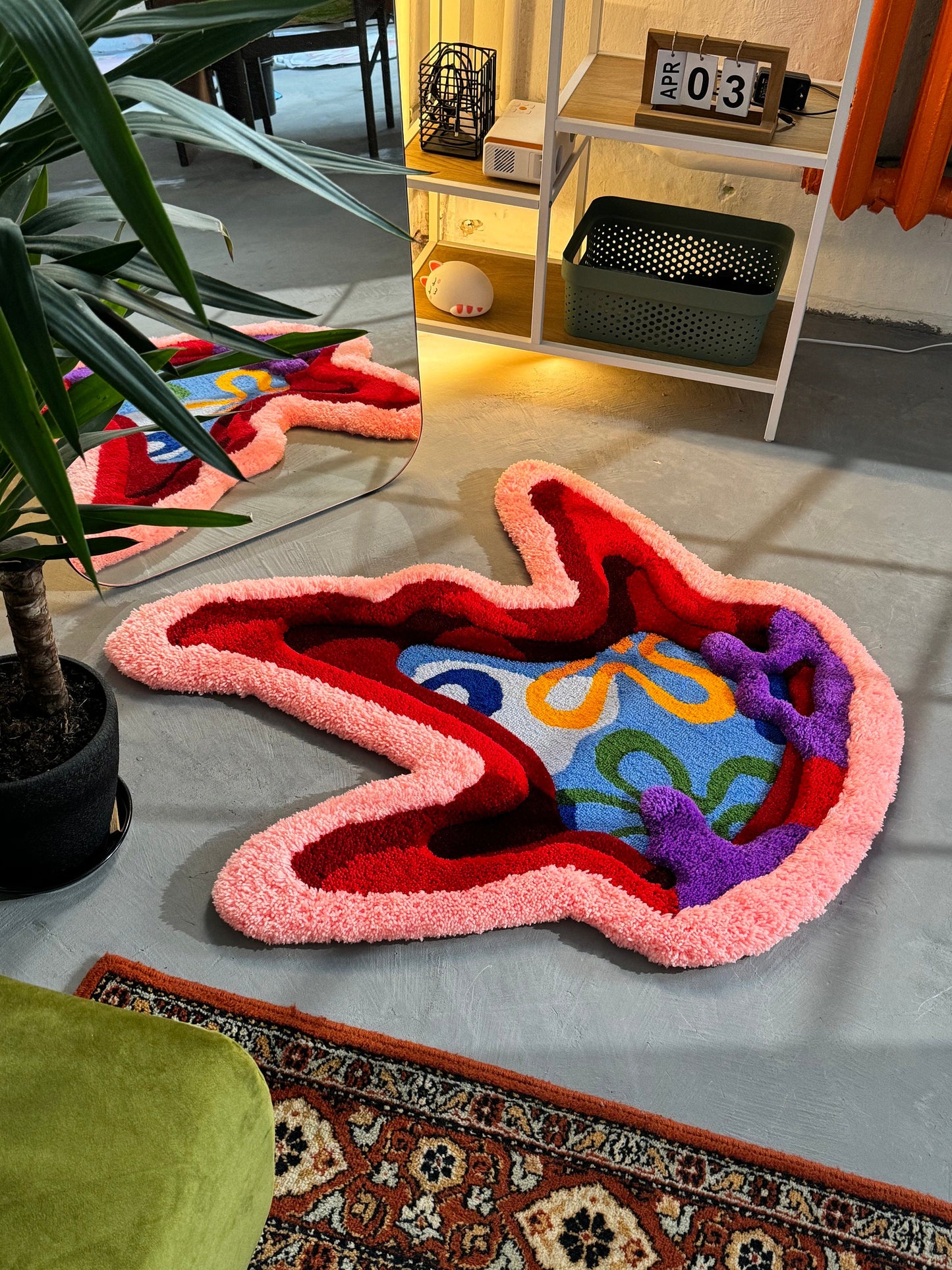 Tufted Starfish Fluffy Rug, Sea Rug, Ocean 3D Rug, Red Pink Starfish