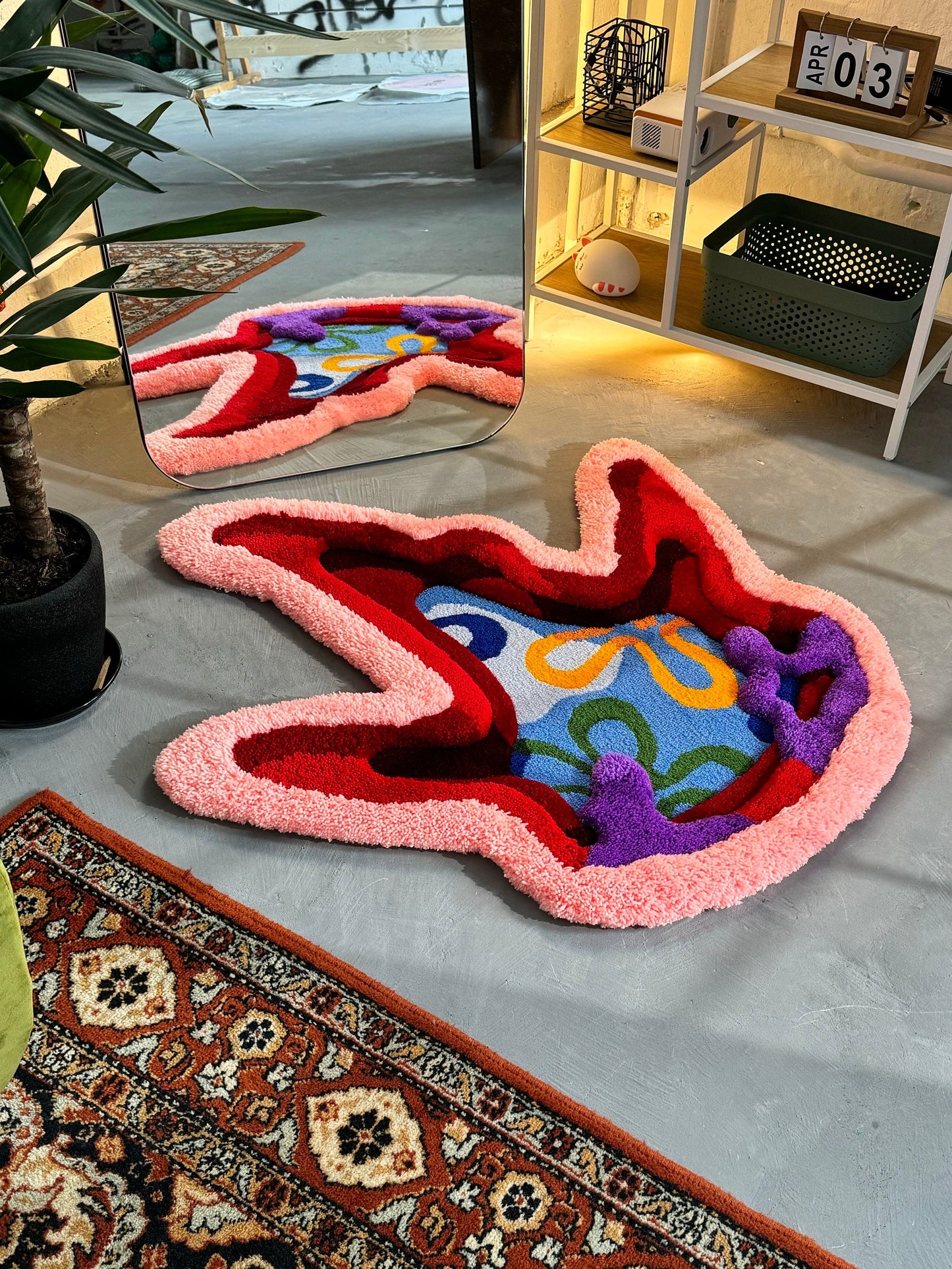 Tufted Starfish Fluffy Rug, Sea Rug, Ocean 3D Rug, Red Pink Starfish