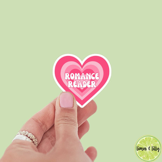 Romance Reader Retro Trippy 70s Heart sticker, book stickers, kindle, laptop, foodie, bookish stickers, decal,water bottle,