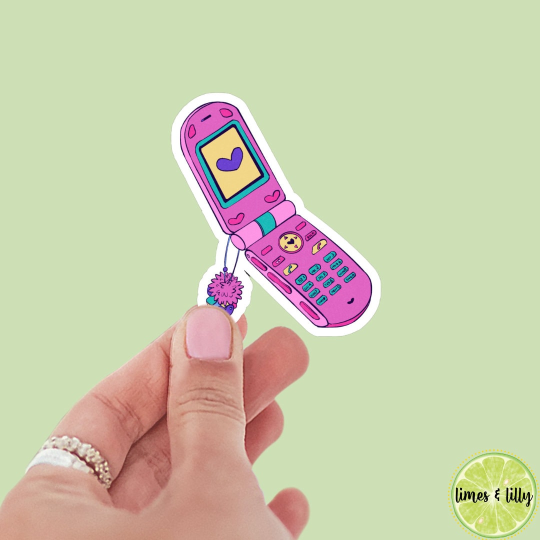 Y2K 90s Girl Retro Flip Phone sticker, book stickers, kindle, laptop, foodie, bookish stickers, decal, water bottle, cell phone