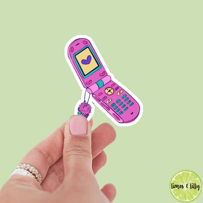 Y2K 90s Girl Retro Flip Phone sticker, book stickers, kindle, laptop, foodie, bookish stickers, decal, water bottle, cell phone