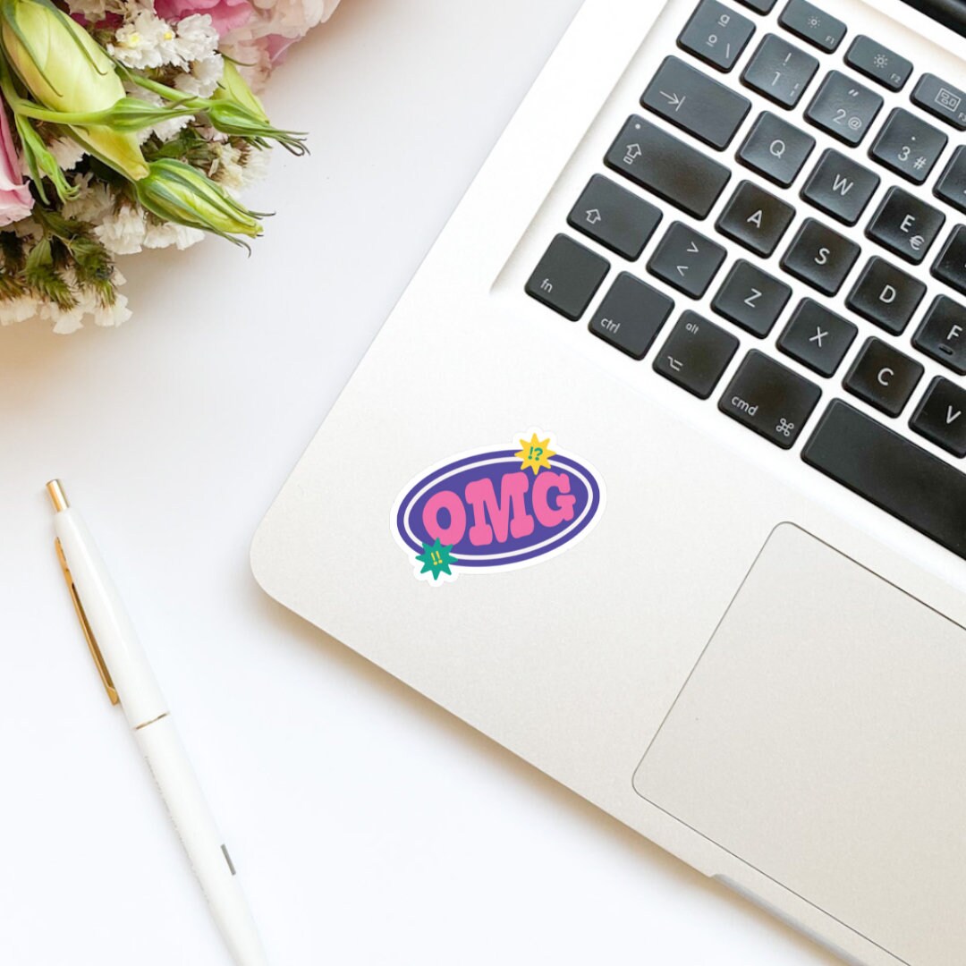 Y2K 90s Girl Retro OMG sticker, book stickers, kindle, laptop, bookish stickers, decal, water bottle, oh em gee, acrynom, nostalgia