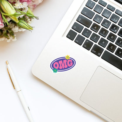 Y2K 90s Girl Retro OMG sticker, book stickers, kindle, laptop, bookish stickers, decal, water bottle, oh em gee, acrynom, nostalgia