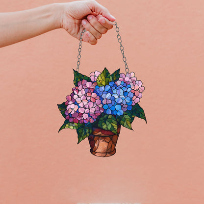 Purple Blue Flower Suncatcher Hydrangea. Acrylic Hydrangea Home Decor Panel Pendant Garden Window Wall Hangings. Mothers day gift, Mom gift
