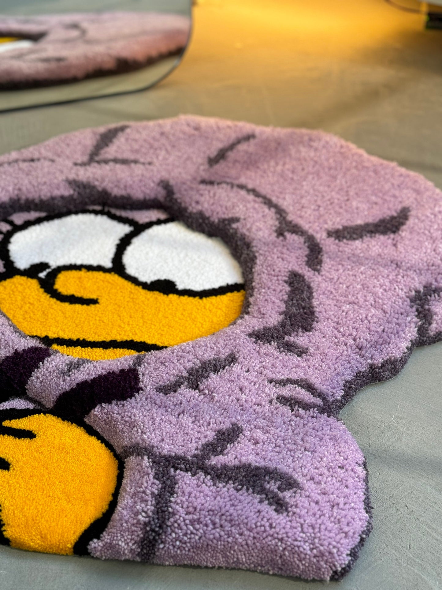 Tufted Cartoon 3D Rug, Cute Rug, Handmade floor art, Purple Tufted Rug, Christmas rug gift, Fluffy Rug