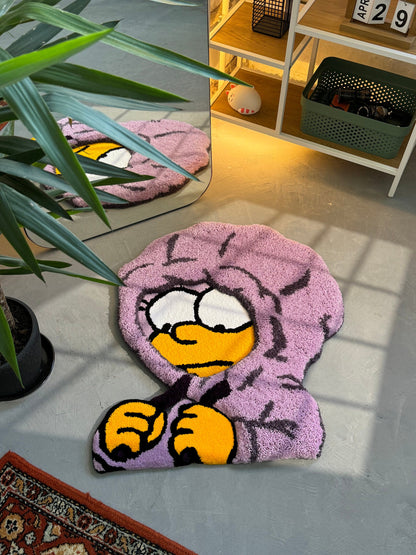 Tufted Cartoon 3D Rug, Cute Rug, Handmade floor art, Purple Tufted Rug, Christmas rug gift, Fluffy Rug