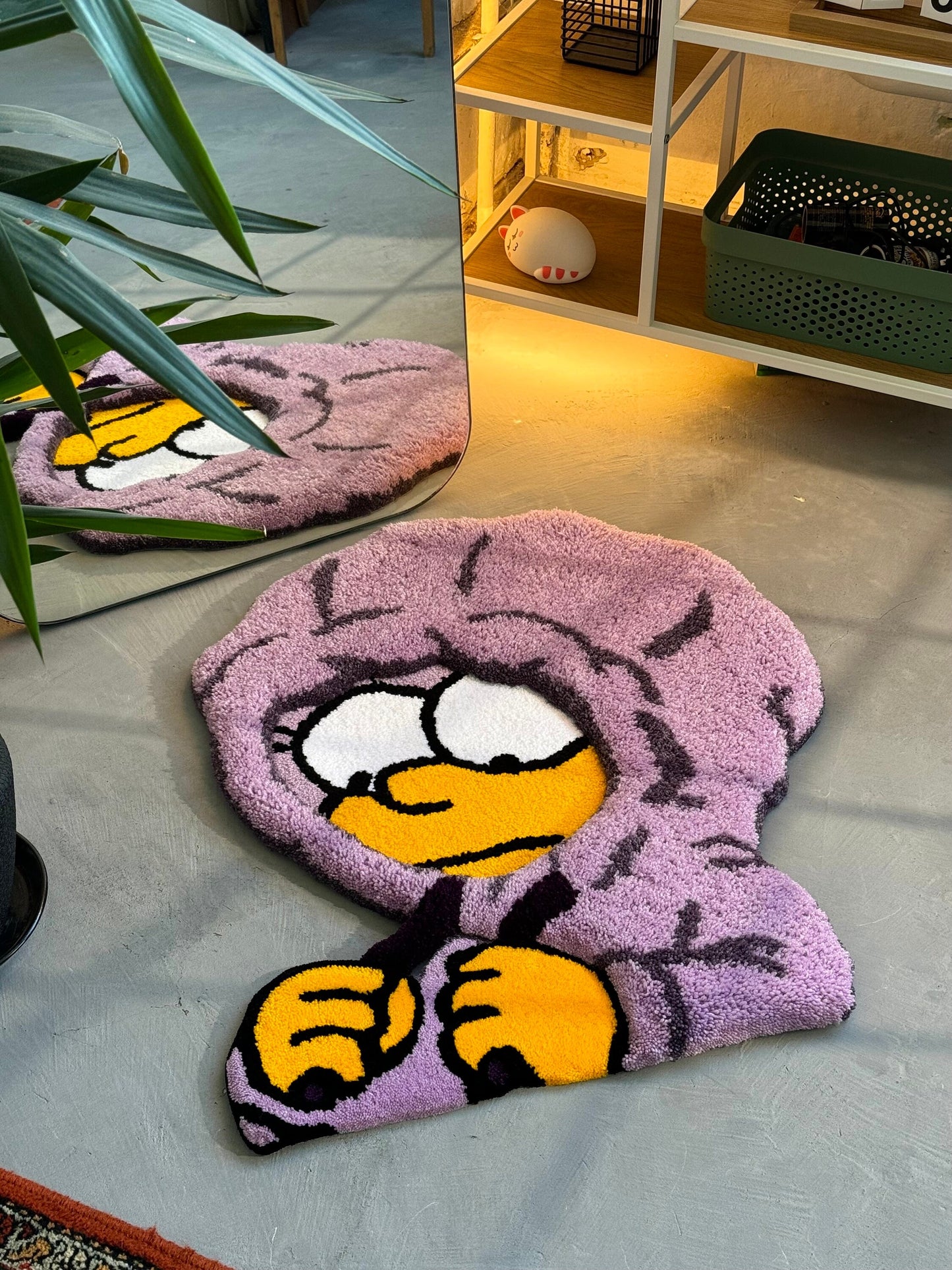 Tufted Cartoon 3D Rug, Cute Rug, Handmade floor art, Purple Tufted Rug, Christmas rug gift, Fluffy Rug