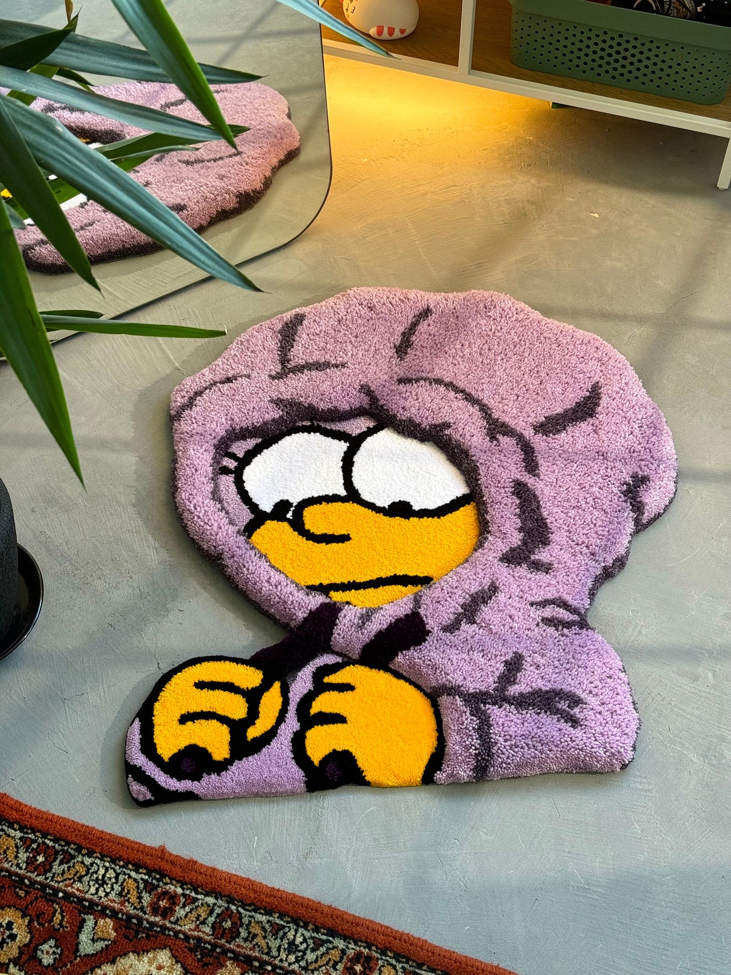 Tufted Cartoon 3D Rug, Cute Rug, Handmade floor art, Purple Tufted Rug, Christmas rug gift, Fluffy Rug