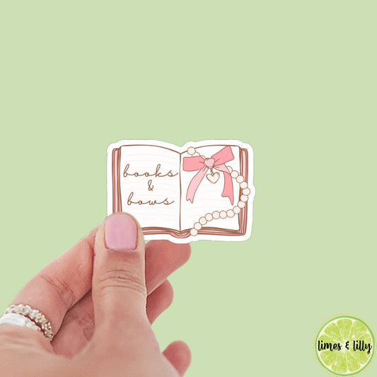 Coquette Books and Bows Book Sticker | Bookish Stickers | Kindle Stickers | Water Bottle Stickers | Trendy | Girly Stickers