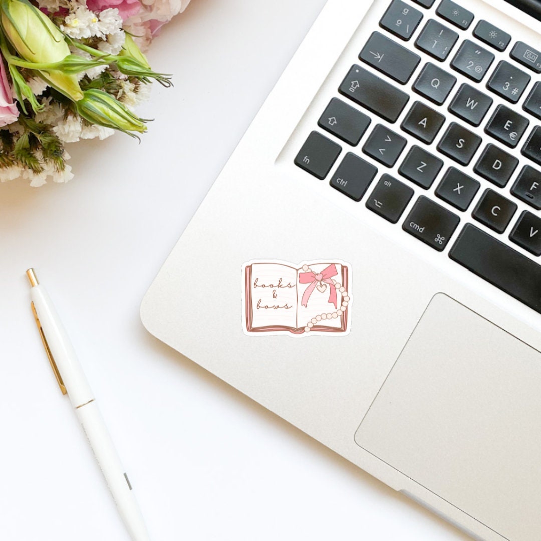 Coquette Books and Bows Book Sticker | Bookish Stickers | Kindle Stickers | Water Bottle Stickers | Trendy | Girly Stickers