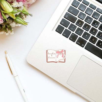 Coquette Books and Bows Book Sticker | Bookish Stickers | Kindle Stickers | Water Bottle Stickers | Trendy | Girly Stickers