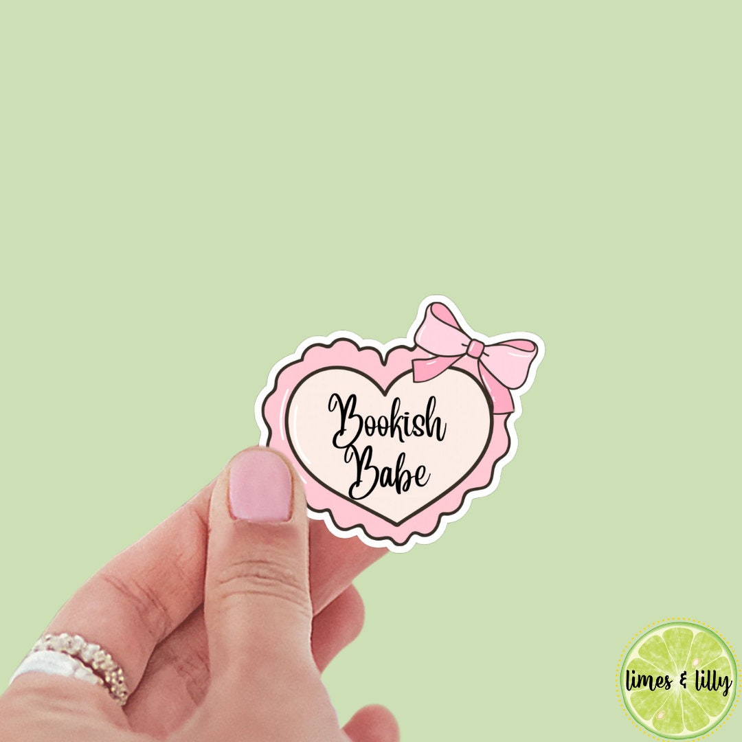 Coquette Heart Bookish Babe Book Sticker | Bookish Stickers | Kindle Stickers | Water Bottle Stickers | Trendy | Girly
