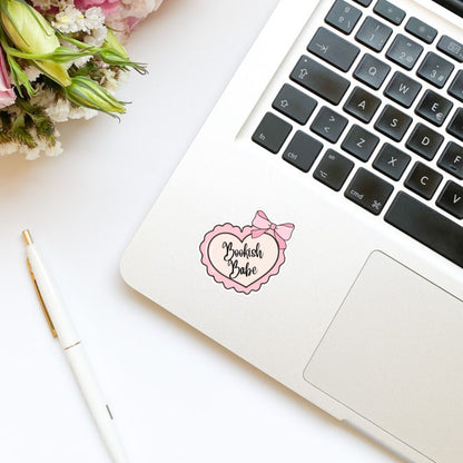 Coquette Heart Bookish Babe Book Sticker | Bookish Stickers | Kindle Stickers | Water Bottle Stickers | Trendy | Girly