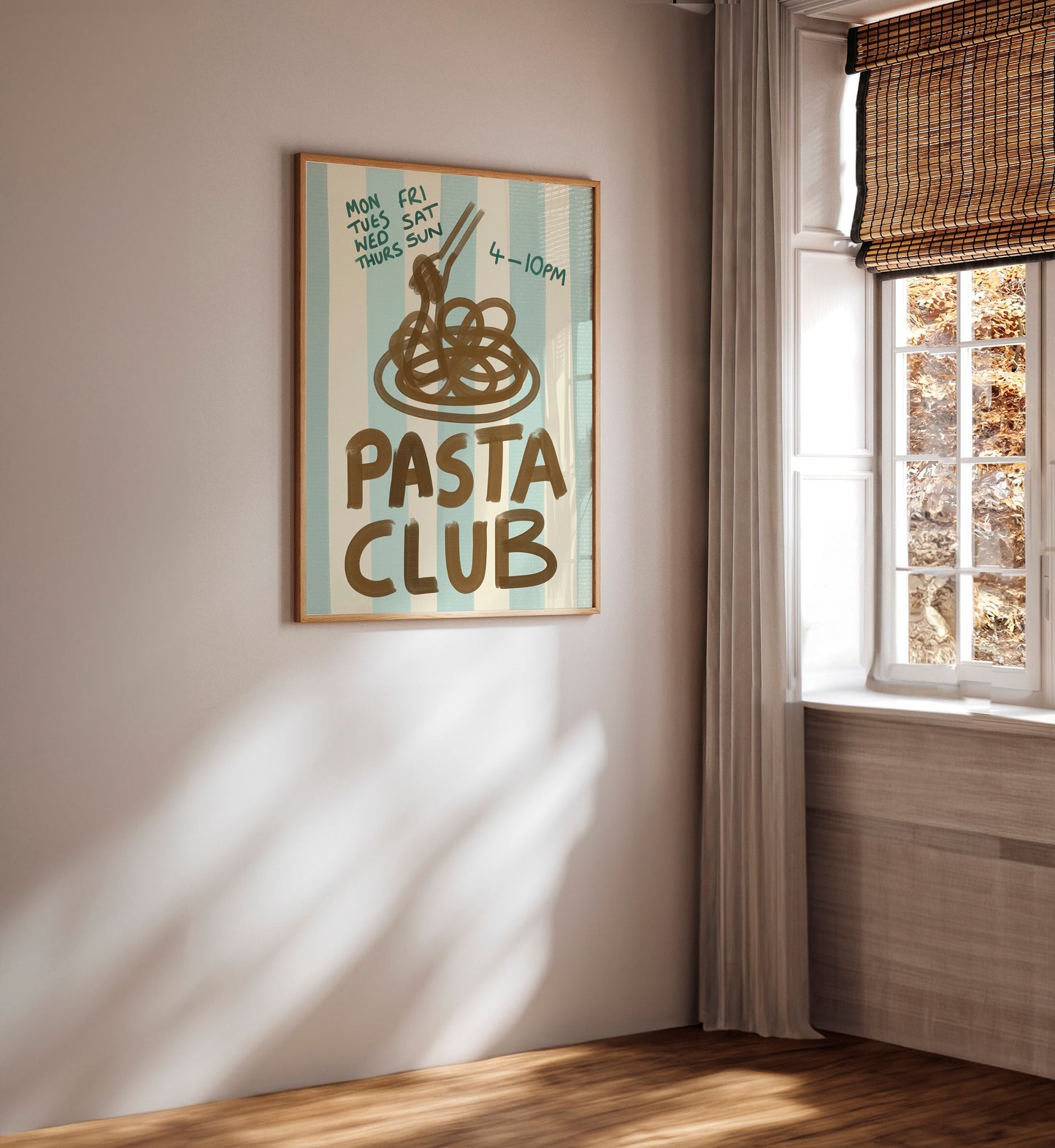 Pasta Club Kitchen Print: Retro Foodie Art