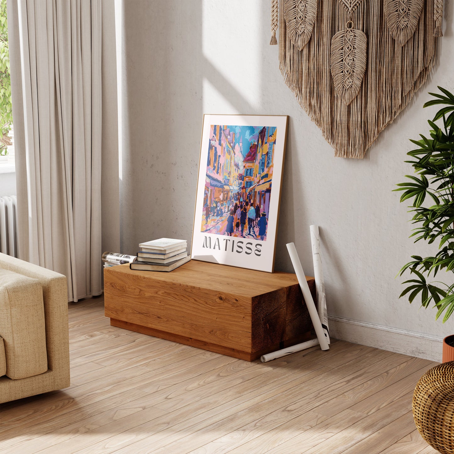 Henri Matisse Inspired Print with Frame, Artful Matisse Framed Poster, Matisse Art Print Livingroom Wall Art, Gallery Wall, Printed Matisse