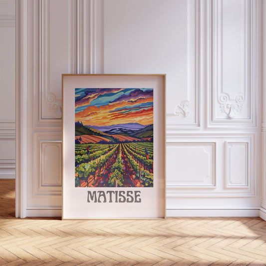 Henri Matisse Inspired Print with Frame, Artful Matisse Framed Poster, Matisse Art Print Livingroom Wall Art, Gallery Wall, Printed Matisse