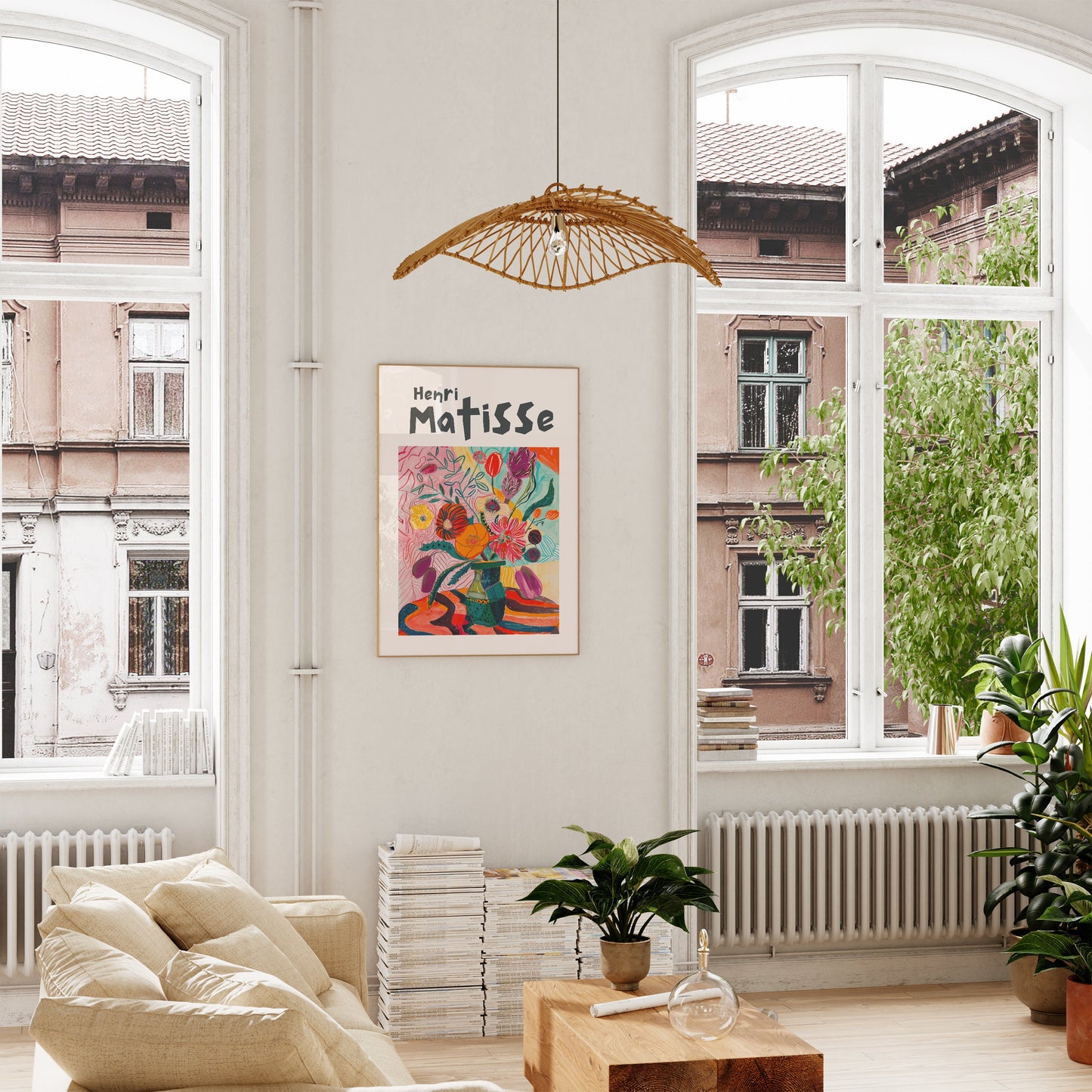 Henri Matisse Inspired Print with Frame, Artful Matisse Framed Poster, Matisse Art Print Livingroom Wall Art, Gallery Wall, Printed Matisse