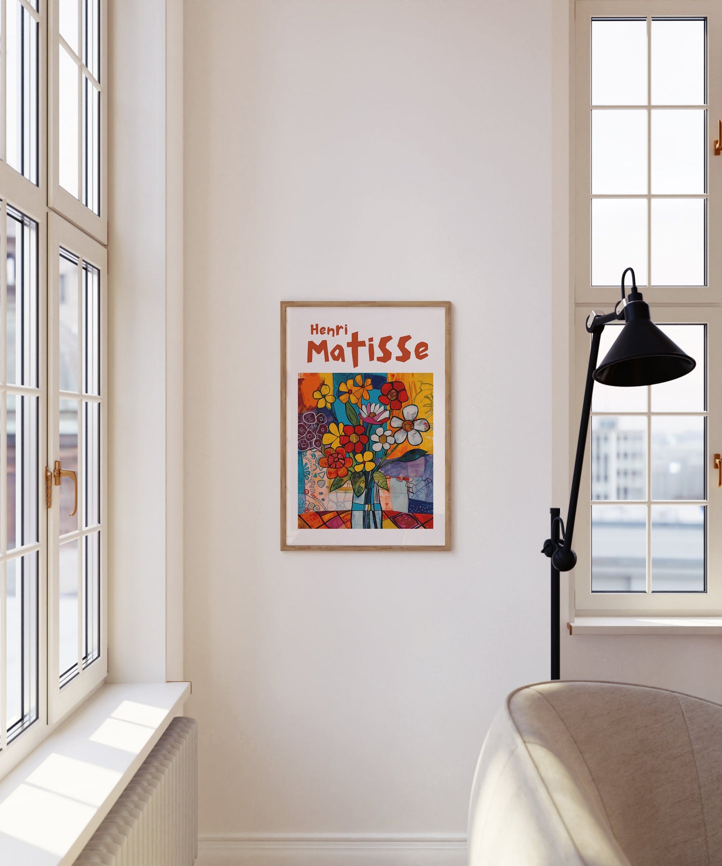 Henri Matisse Inspired Print with Frame, Artful Matisse Framed Poster, Matisse Art Print Livingroom Wall Art, Gallery Wall, Printed Matisse