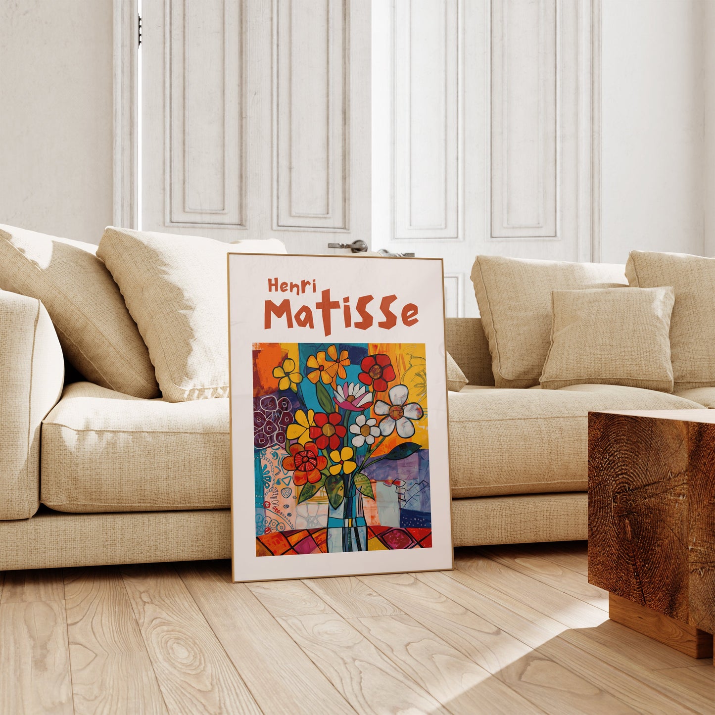Henri Matisse Inspired Print with Frame, Artful Matisse Framed Poster, Matisse Art Print Livingroom Wall Art, Gallery Wall, Printed Matisse