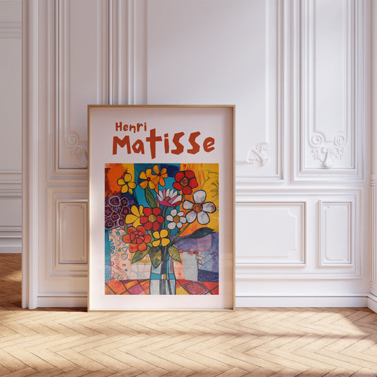 Henri Matisse Inspired Print with Frame, Artful Matisse Framed Poster, Matisse Art Print Livingroom Wall Art, Gallery Wall, Printed Matisse