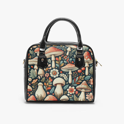Mystical Bloom: The Mushroom Garden Handbag Casual Leather Saddle Bag. Small Handbag, Shoulder Bag, Crossbody Bag, Mushroom Bag,