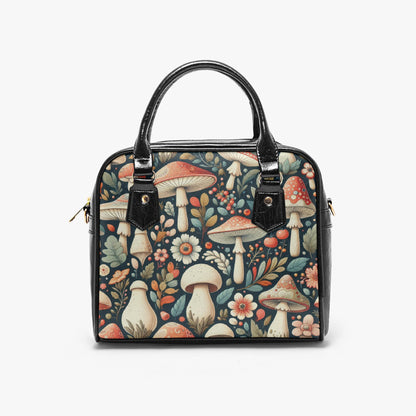 Mystical Bloom: The Mushroom Garden Handbag Casual Leather Saddle Bag. Small Handbag, Shoulder Bag, Crossbody Bag, Mushroom Bag,