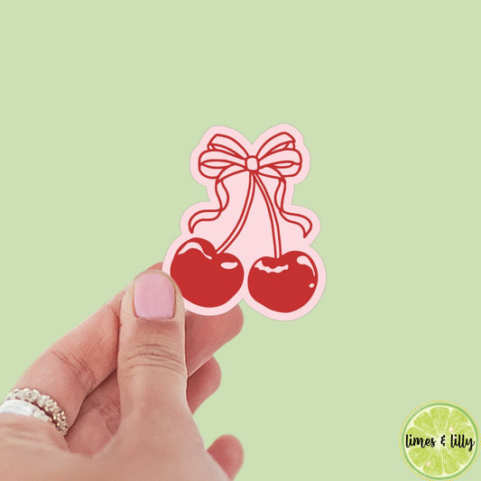 Coquette Cherry Pink Sticker | Girly Sticker | Cute Sticker | Kindle Sticker | Bookish Sticker |  Cute Stickers