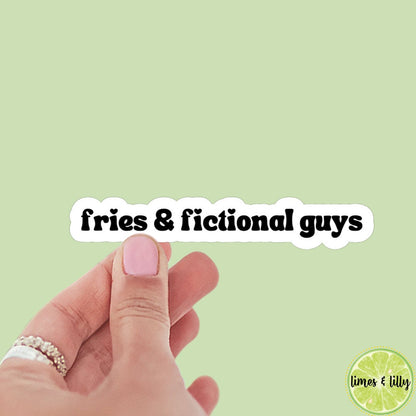 Fries and Fictional Guys Hearts Sticker | Book Sticker | Funny | Water Bottle Sticker | Bookish Stickers | Kindle Sticker | Book Lover