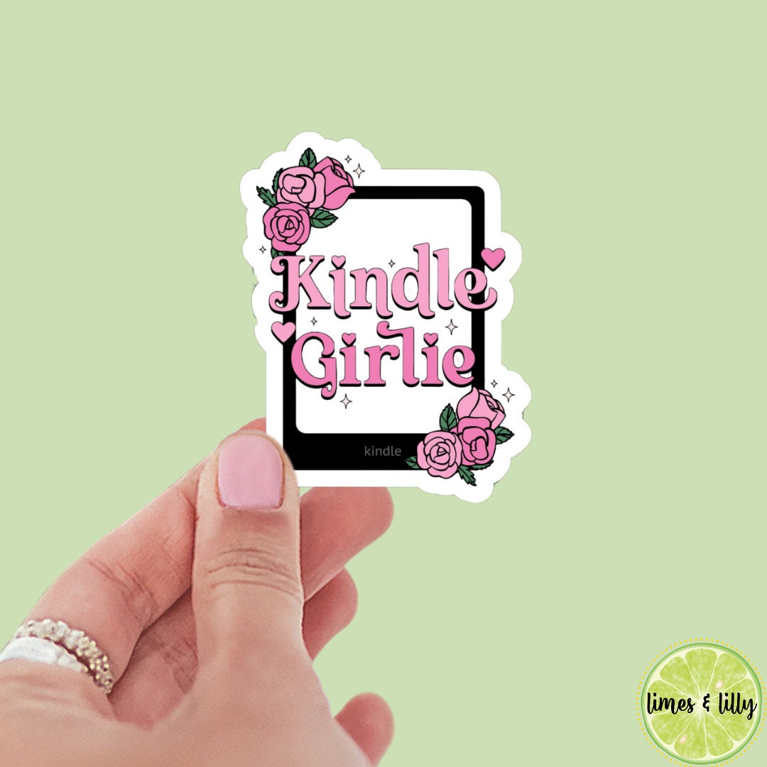 Kindle Girlie Sticker | Bookish Stickers | Flower Stickers | Kindle Girl | Romance Reader | Water Bottle | Reading Stickers | Book Stickers