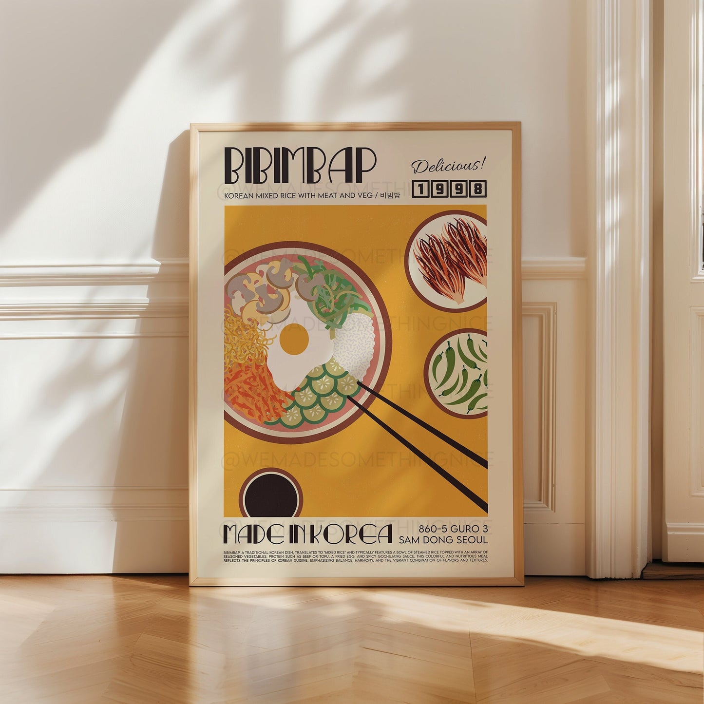 Bibimbap Poster, Kitchen Art, Kitchen Poster, Kitchen Print, Food Print, Modern Kitchen Decor, Japanese, Korean Food, Chef Print, Retro Art