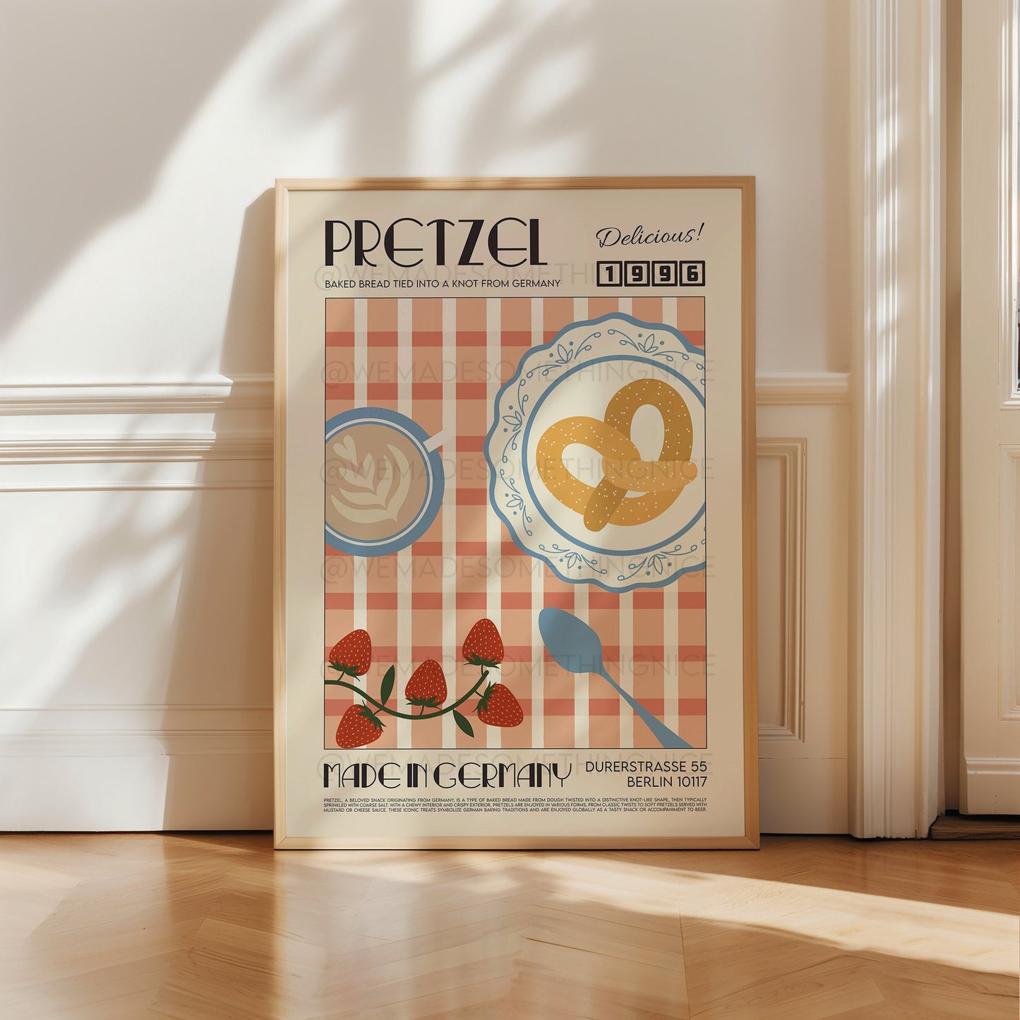 Pretzel Poster, Kitchen Art, Kitchen Print, Kitchen Poster, Food Print, Modern Kitchen Decor, Retro Poster