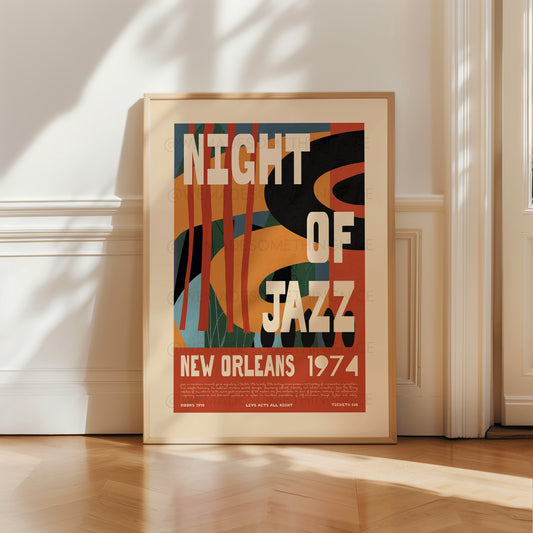 New Orleans Jazz Poster, Music Print, Music Poster, Kitchen Art, Music Lover, Lyrics Poster, Wall Art, Home Decor, Mid Century Modern