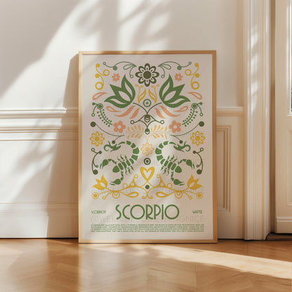 Scorpio Poster, Horoscope Print, Astrological Wall Art, Boho, Exhibition Poster, Zodiac Poster, Birthday Present, Housewarming, Bedroom