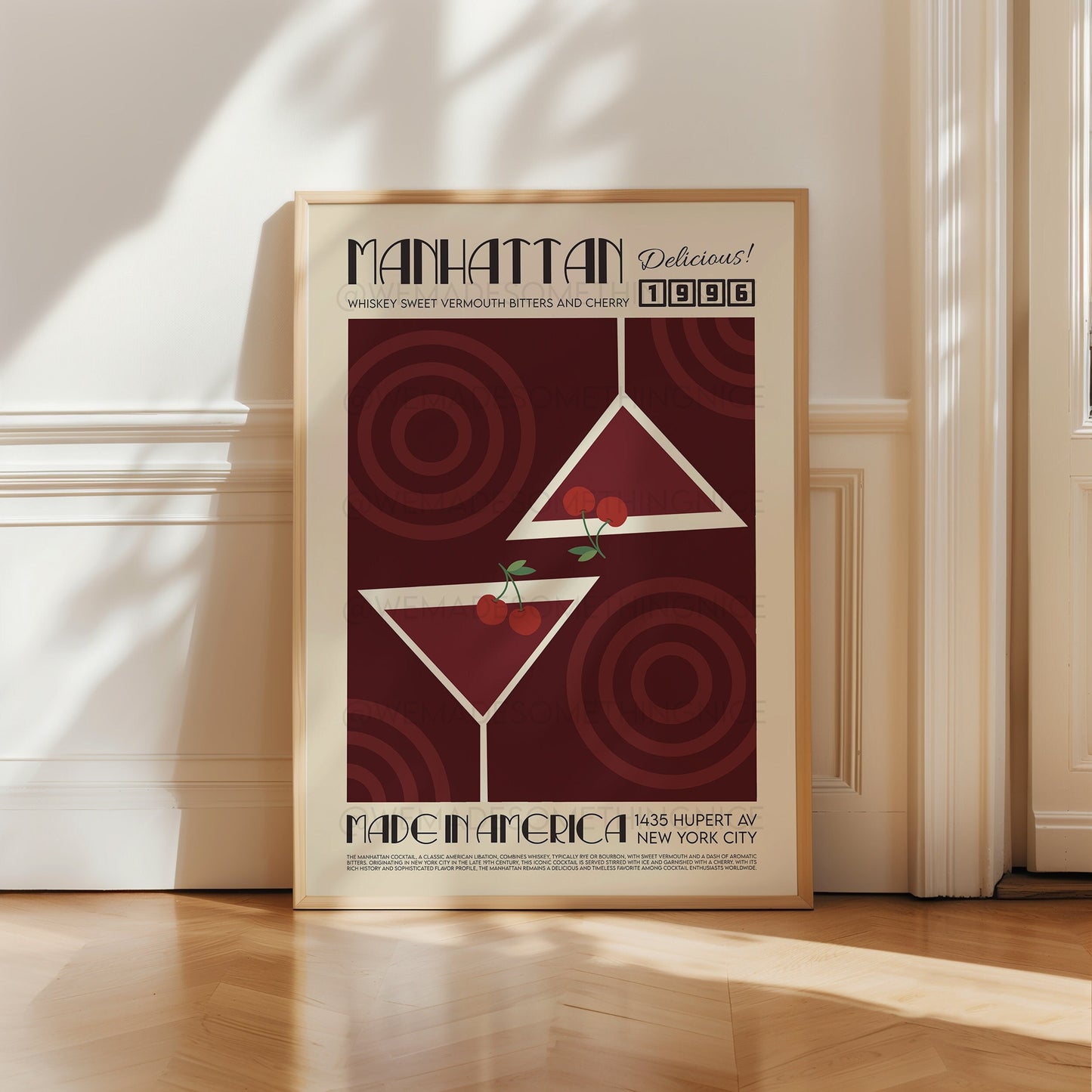 Manhattan Print, Kitchen Poster, Kitchen Print, Cocktail Poster, Cocktail Print, Kitchen Decor, Cocktail Poster, Mid Century Modern