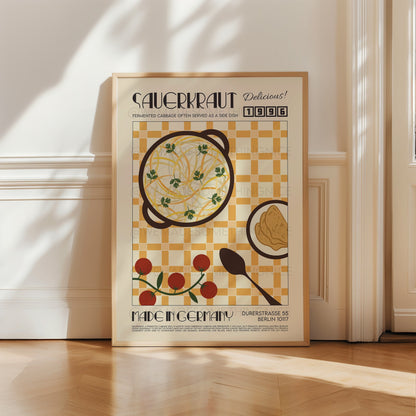 Sauerkraut Poster, Kitchen Art, Modern Kitchen Decor, Illustration, Germany, Chef Print, Bar Art, Exhibition Poster, Retro Wall Art
