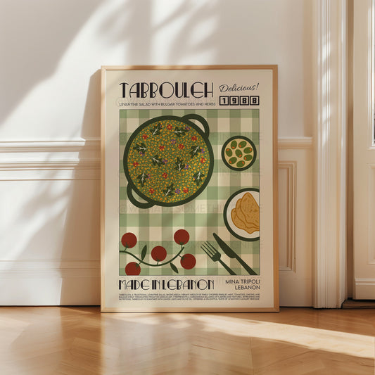 Tabbouleh Print, Kitchen Decor, Lebanon Poster, Food Art, Mid Century Modern, Eat Sign, Housewarming, Kitchen Art, Birthday